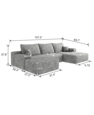 107" Cloud Sectional Sofa with Ottoman