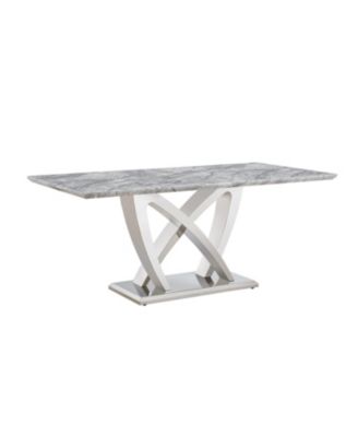 Streamdale 70" Faux Marble Dining Table, Mirrored Base