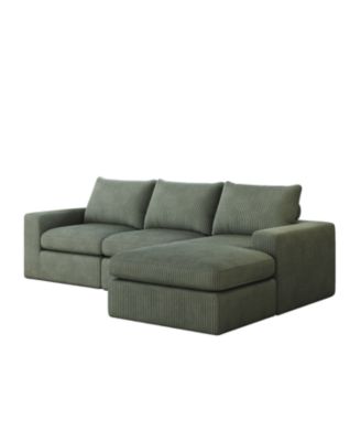 99" Corduroy Sectional Sofa with Chaise & 3 Pillows