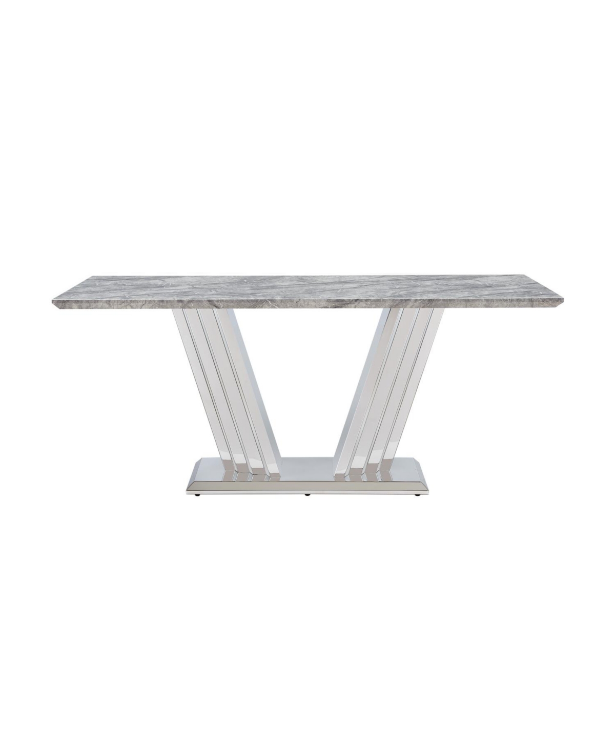 Streamdale Furniture 70" Faux Marble Dining Table, Mirrored Base (Silver/Grey)