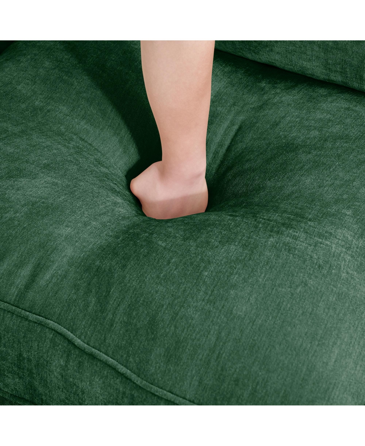 Streamdale Furniture 3-Seat Chenille Green Sofa with Ottomans & Storage