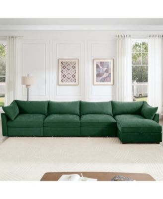 L-Shaped 4-Seat Sectional Sofa with Ottoman