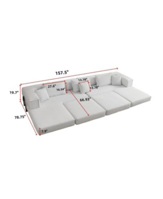 Oversized Modular Sectional Sofa Couch Set with 6 Pillows
