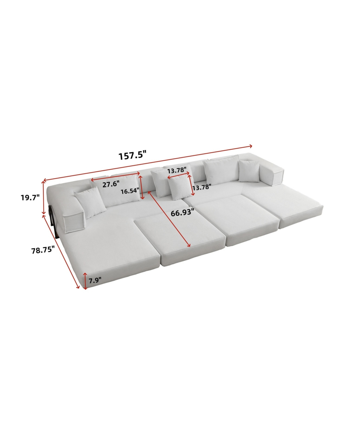 Streamdale Furniture Oversized Modular Sectional Sofa Couch Set with 6 Pillows