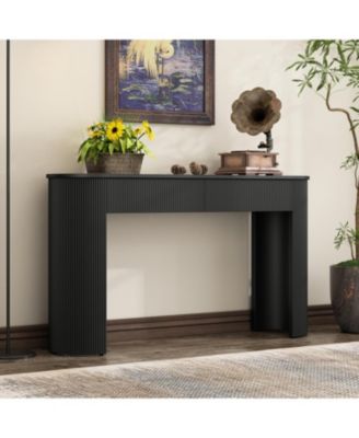 Fluted Entryway Console Table with Drawers (Black