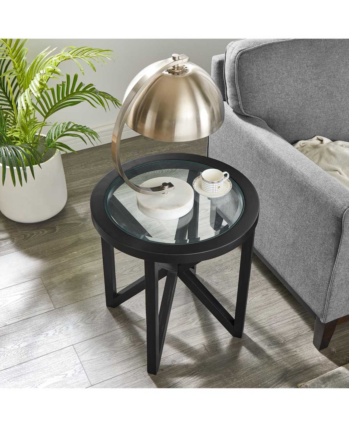 Streamdale Furniture Modern Glass Coffee Table - Wood Base, Round Top