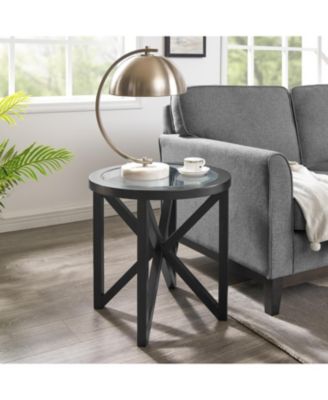  Modern Glass Coffee Table - Wood Base, Round Top