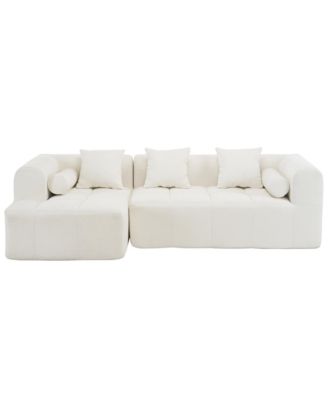 101" Sectional Sofa Modular Couch with Deep Seating & Pockets, Beige