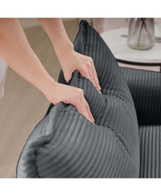 Grey Corduroy Deep Seat Chair with Pillow