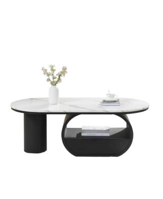 Modern Oval Coffee Table w/ Storage Drawer