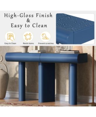 Modern Blue Entryway Table with Drawers & Geometric Legs