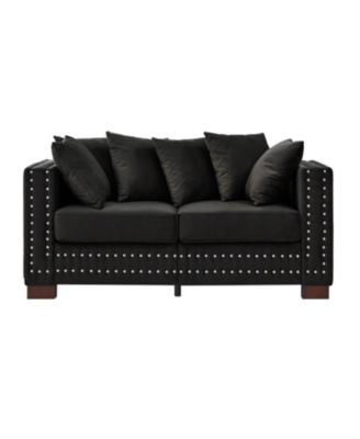  Modern Velvet Loveseat Sofa - Black