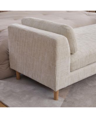 End of Bed Bench with Armrests & Bolsters - Beige