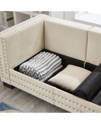 Modern Velvet Loveseat with Silver Nails - Apricot