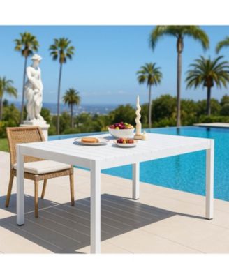 55" White Modern Table - Indoor/Outdoor Dining, Patio, Garden