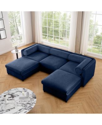 Chenille Sofa with Storage & Ottoman