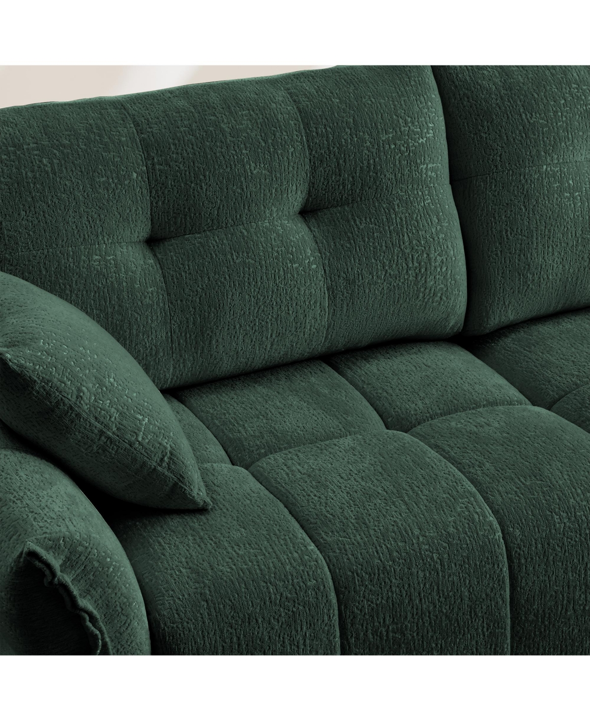 Streamdale Furniture Streamdale Green Chenille 3-Seater Sofa Set with Ottoman & Pillows