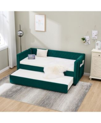 Emerald Velvet Daybed - Modern Diamond Design