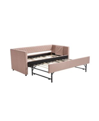 Pink Velvet Daybed - Modern Diamond Design