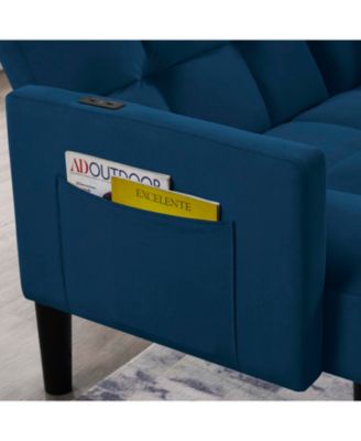 Velvet Futon Couch Convertible Folding Sofa Bed Tufted Couch for Apartment