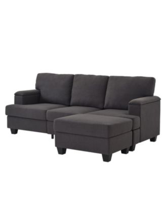  86" L-Shaped Sectional Sofa with Ottoman & Armrest Organizer - Dark Gray