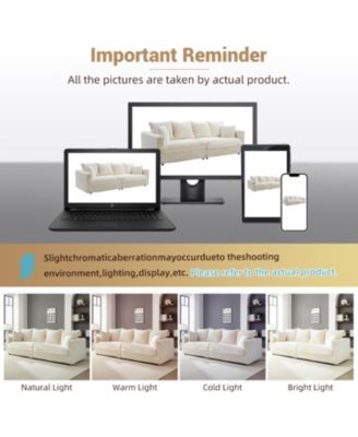 Plush Corduroy 4-Seat Sofa, Modern Comfy Cloud Couch