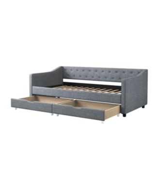 Twin Daybed with Drawers, Tufted Sofa Bed - Light Grey