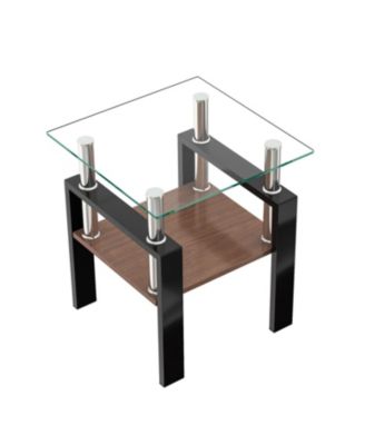 2 Modern Glass Tea/Coffee Tables - Transparent/Black