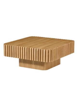 31.5" Modern Drum Coffee Table - Natural Wood