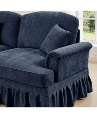 Streamdale Blue Chenille Sleeper Sofa with Ottomans