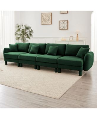 Boucle 4-Seater Sofa with Shell Armrests