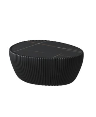 Black Marble Top Leather Coffee Table