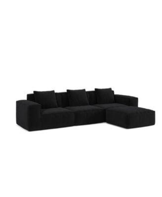 118" Modular Corduroy Sofa Bed with Ottoman