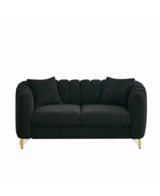 63" Chenille Loveseat Sofa - Modern Tufted Couch with Gold Legs