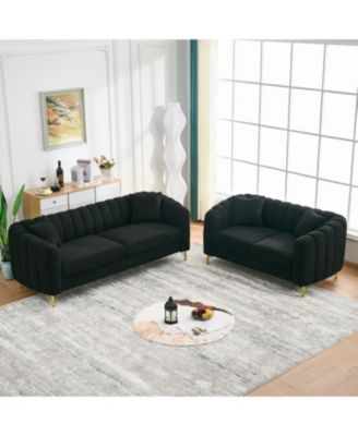 Oversized Chenille Sofa, Modern Tufted Couch, Gold Legs