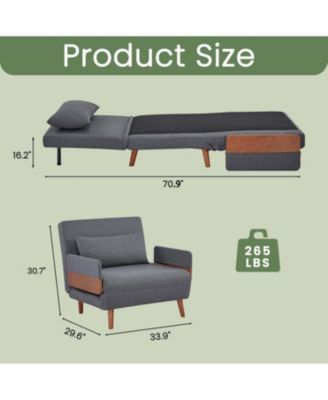 Modern Linen Sleeper Sofa Bed - Modular, Adjustable Backrest