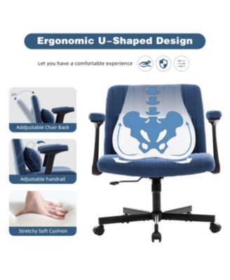 Modern Linen Blue Criss Cross Armrest Office Chair - Product Details