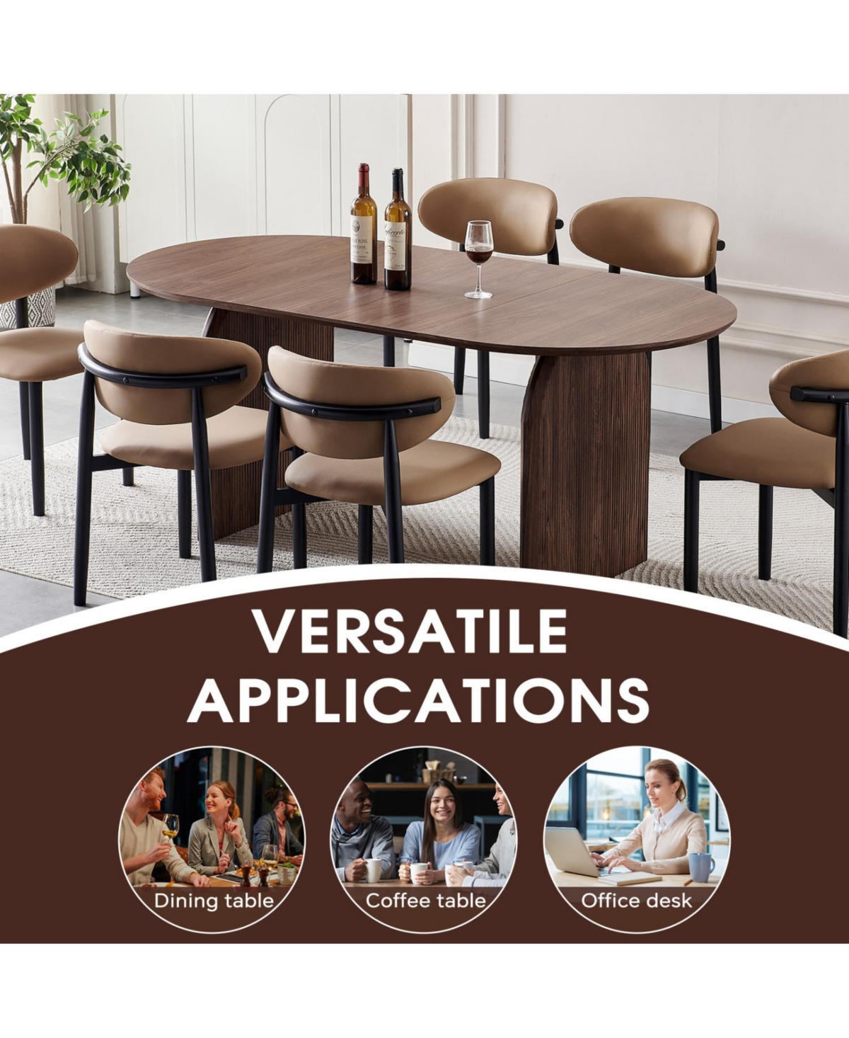 Streamdale Furniture Streamdale Modern Oval Wooden Dining Table - Double Column Design