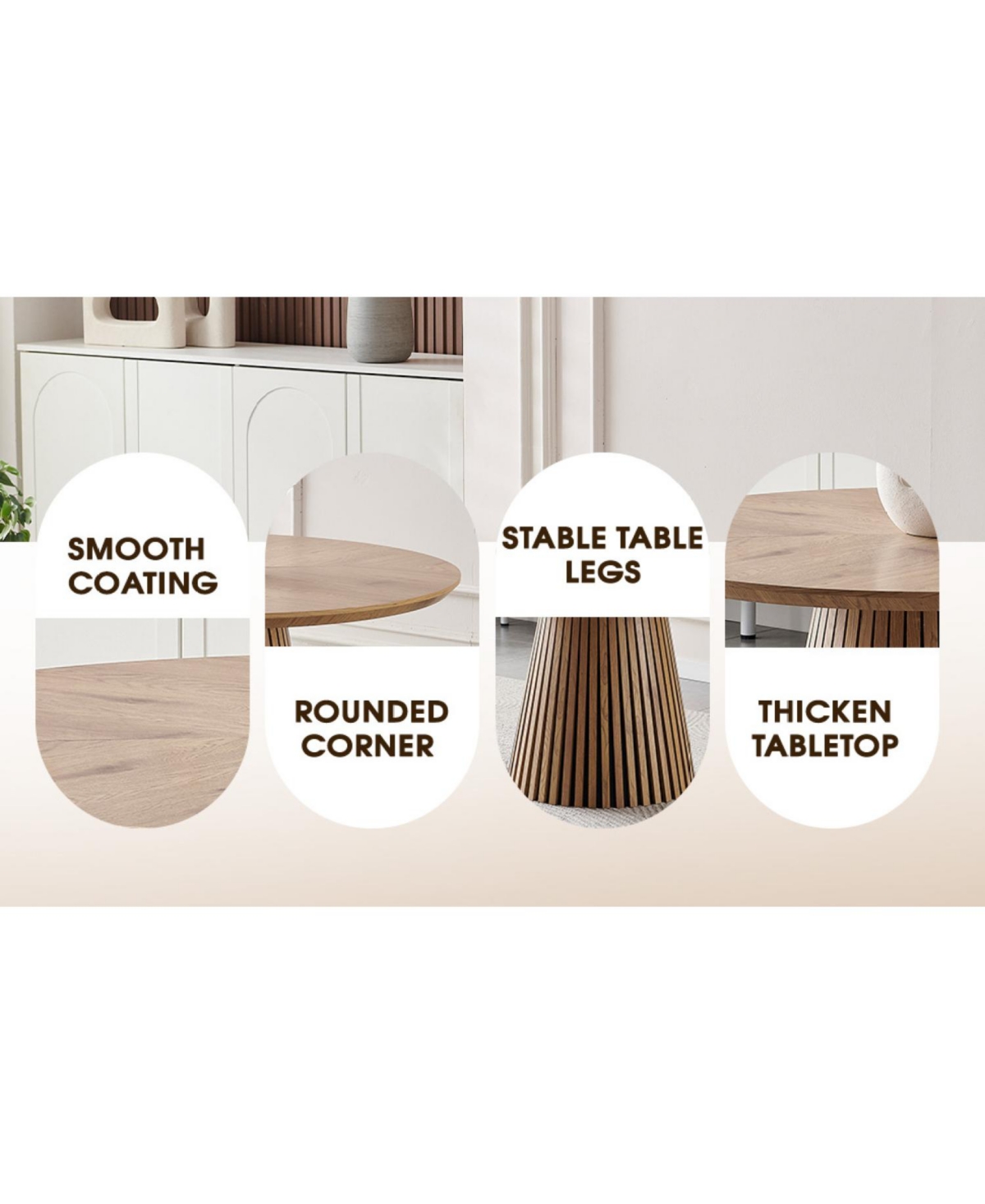 Streamdale Furniture Modern Round Wooden Dining Table - Space Saving