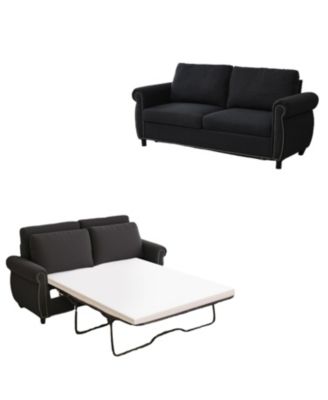 Sleeper Sofa Bed, Pull Out Couch, 2-Seater Linen Convertible Sofa, Dark Gray