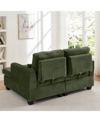 Fluffy Corduroy Loveseat Sofa with Adjustable Back