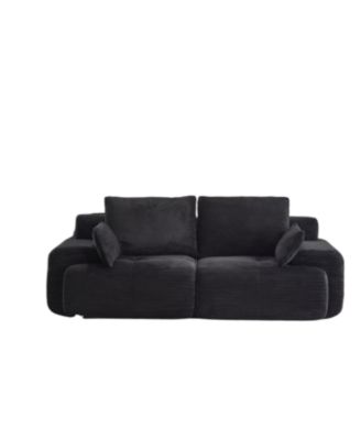 Modern Memory Foam Corduroy Sectional Sofa (Black