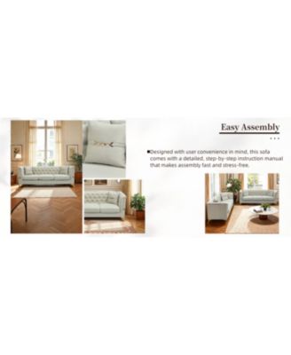 Cream Velvet Tufted Sofa Set - Modern Comfort & Style