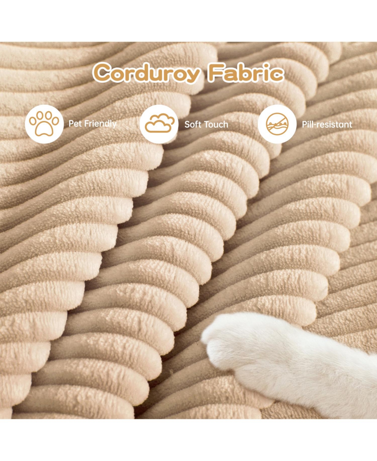 Streamdale Furniture Oversized Modular Sectional (with Ottoman) Corduroy Cloud Design Couch