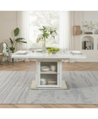  Modern Extendable Marble Dining Table with Storage