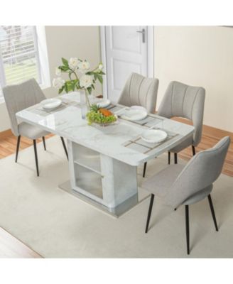  Modern Extendable Marble Dining Table with Storage