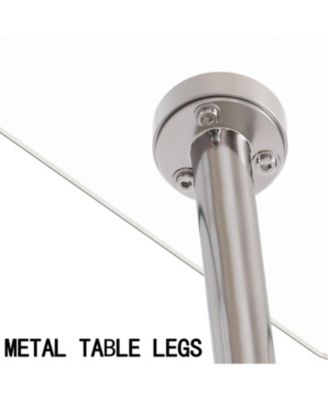 Glass Dining Table with Silver Metal Legs