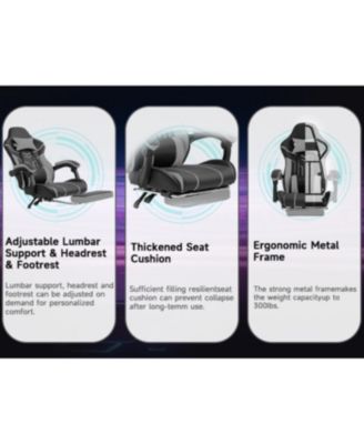 Gaming chair with footrest and lumbar backrest