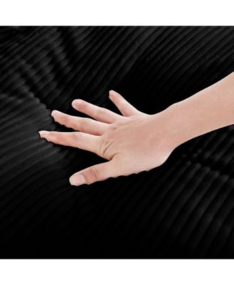 4 Seater Black Corduroy Couch with 4 Pillows