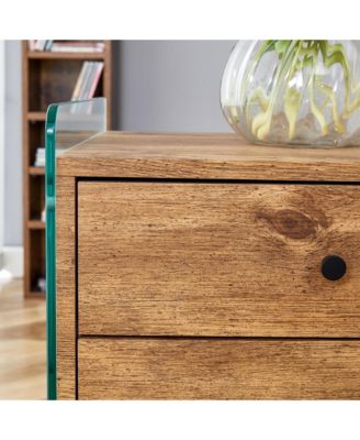Elegant Double-Drawer Glass Bedside Table